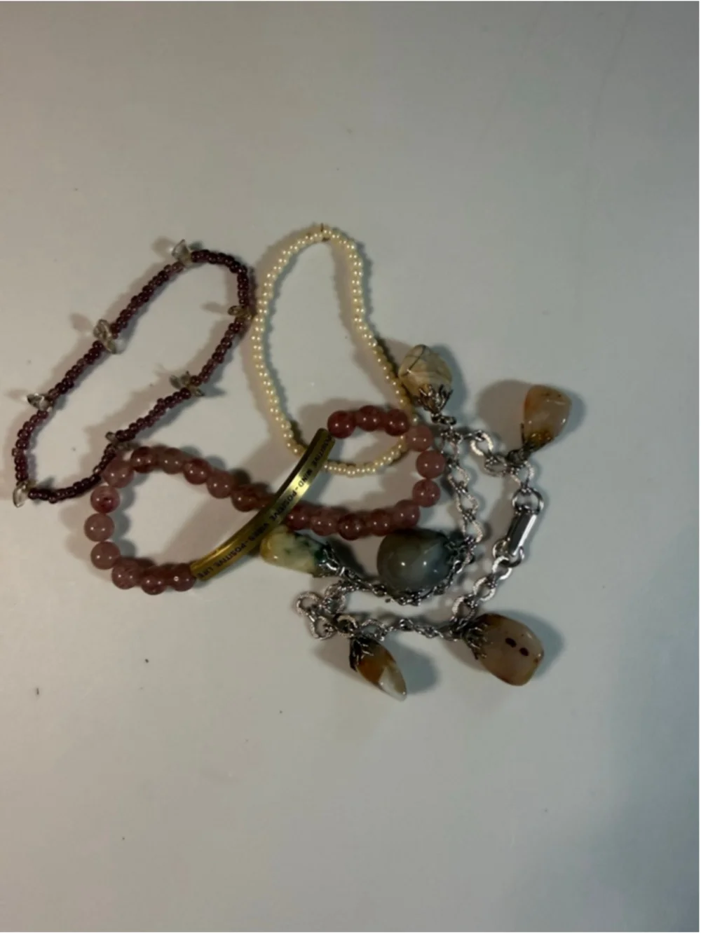 Pre-Loved Curated Bracelet Stack with Natural Stones and Inspirational Elements